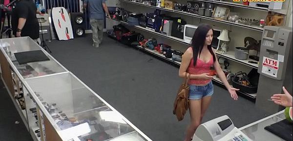  Babe sells sword and fucked by pawn man